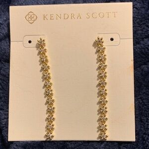 Kendra Scott Gold tone Nydia CZ sparkle sparkle dangle earrings linear